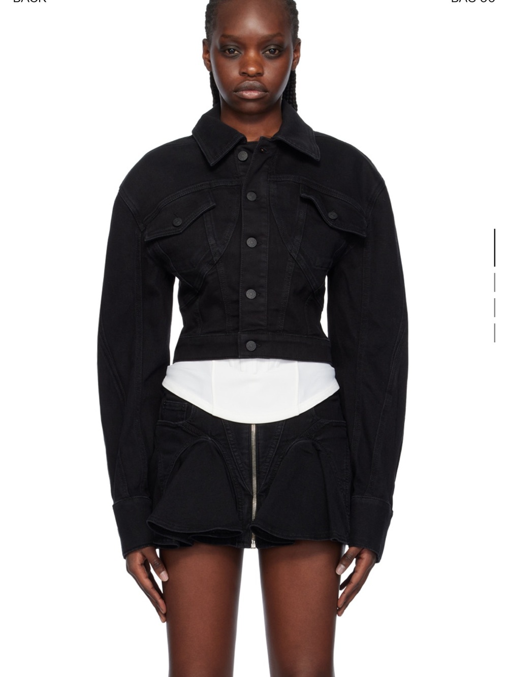 Mugler Black Cropped Denim Jacket